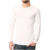 Erkek BEYAZ  %100 Pamuklu Tişört (T-Shirt) baskı (0 yaka) uzun kollu / ET02